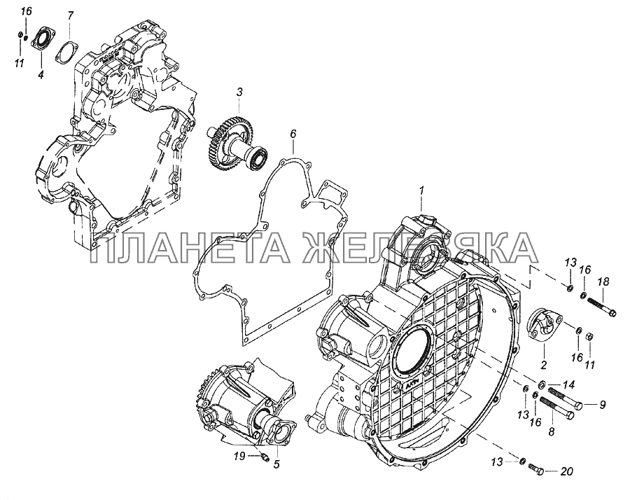 7406.63-1002004-20 Установка картера маховика КамАЗ-6520 (Euro-2, 3)